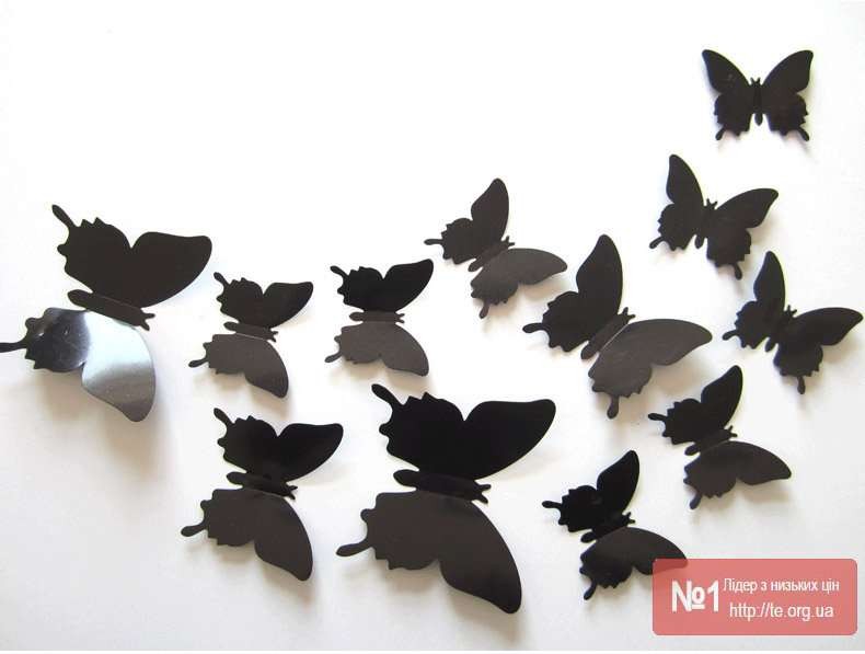 3D метелики для декору - комплект 12шт. - Фото 1