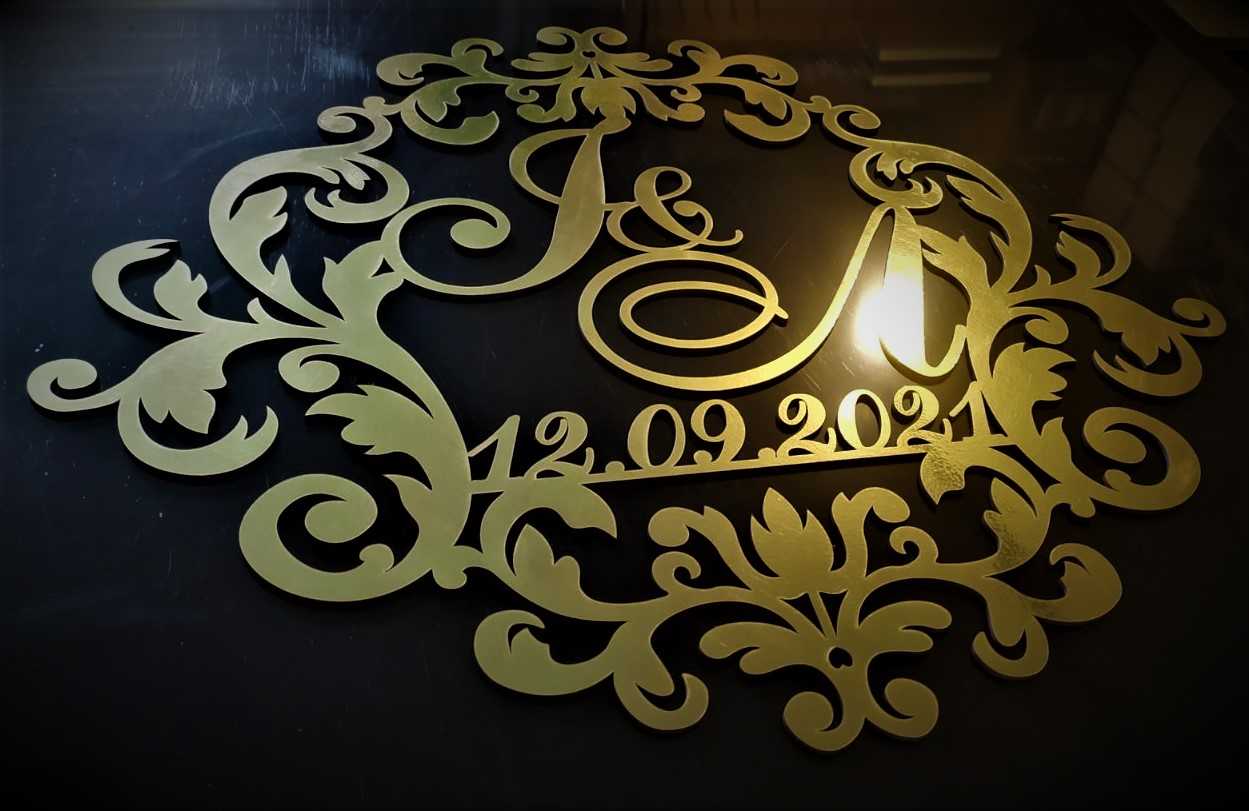 Дзеркальні весільні герби, монограми, ініціали молодят - Фото 1