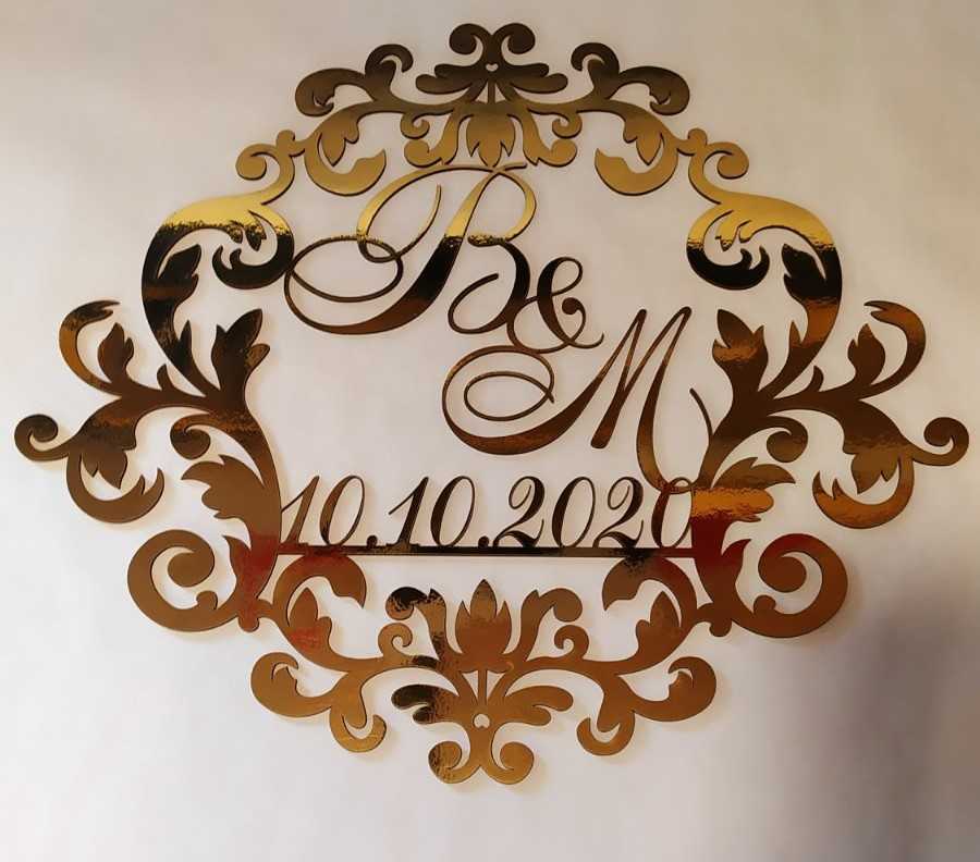 Дзеркальні весільні герби, монограми, ініціали молодят - Фото 12