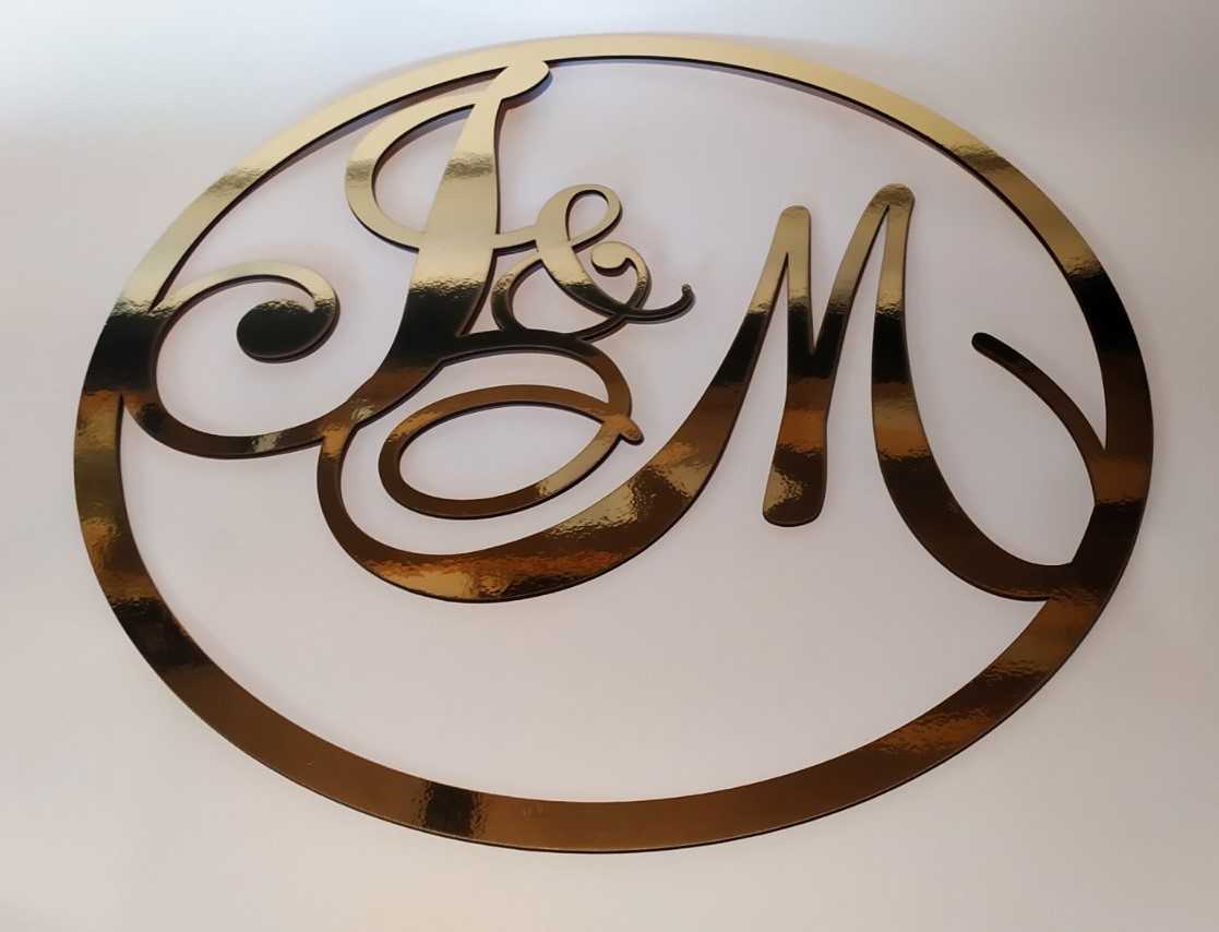 Дзеркальні весільні герби, монограми, ініціали молодят - Фото 14