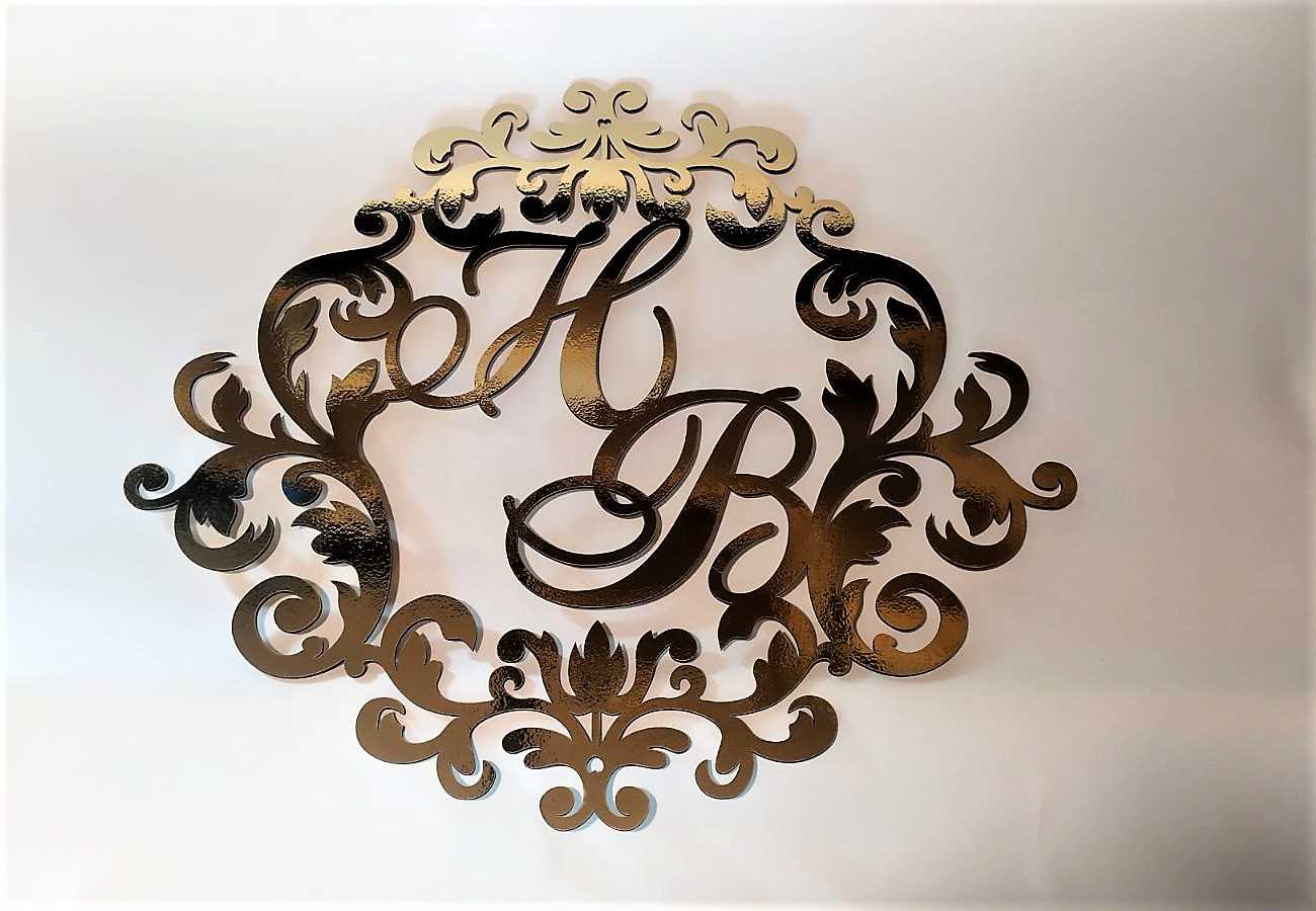 Дзеркальні весільні герби, монограми, ініціали молодят - Фото 17