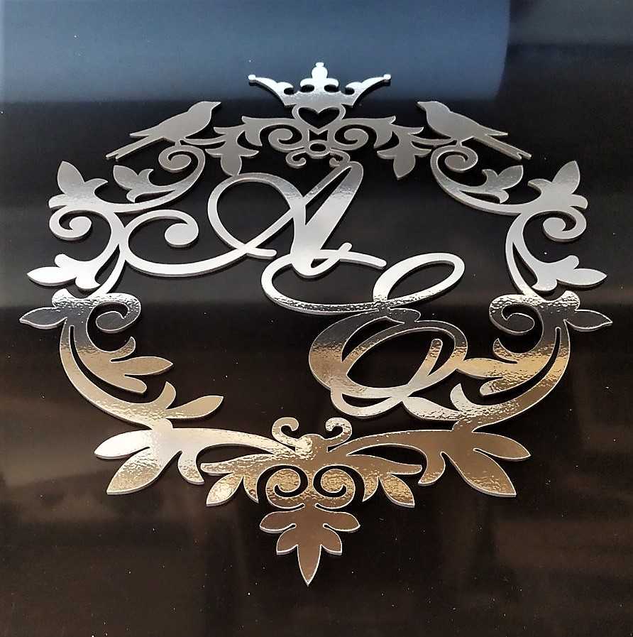 Дзеркальні весільні герби, монограми, ініціали молодят - Фото 18