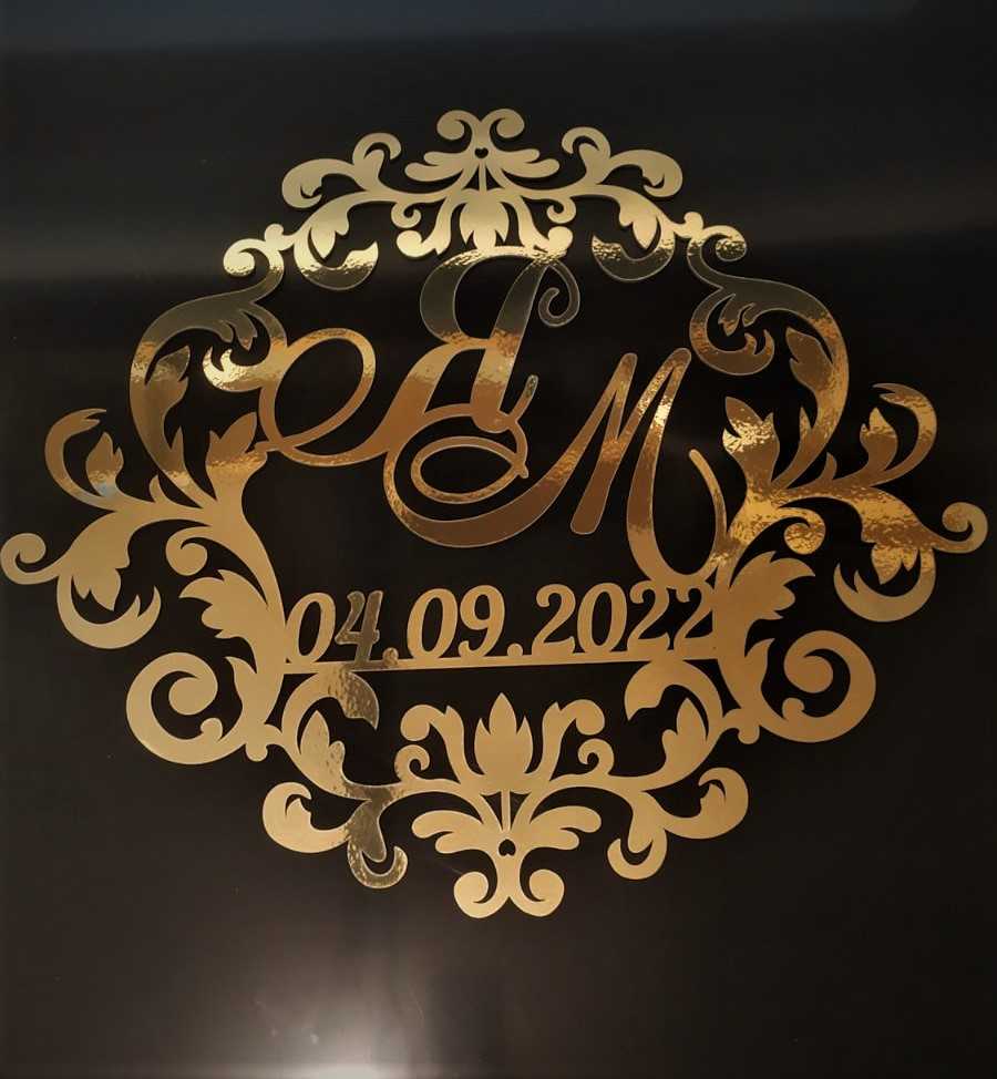 Дзеркальні весільні герби, монограми, ініціали молодят - Фото 3