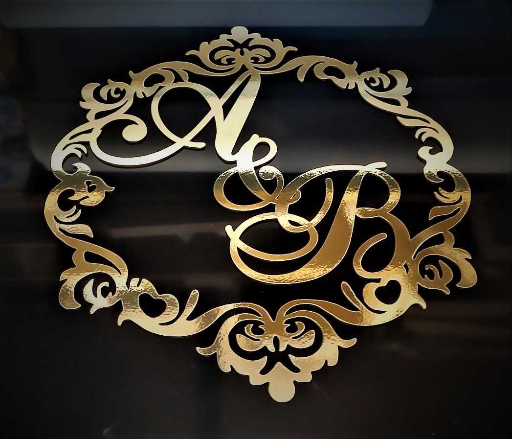 Дзеркальні весільні герби, монограми, ініціали молодят - Фото 5