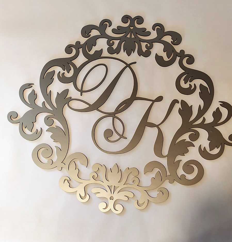 Дзеркальні весільні герби, монограми, ініціали молодят - Фото 7