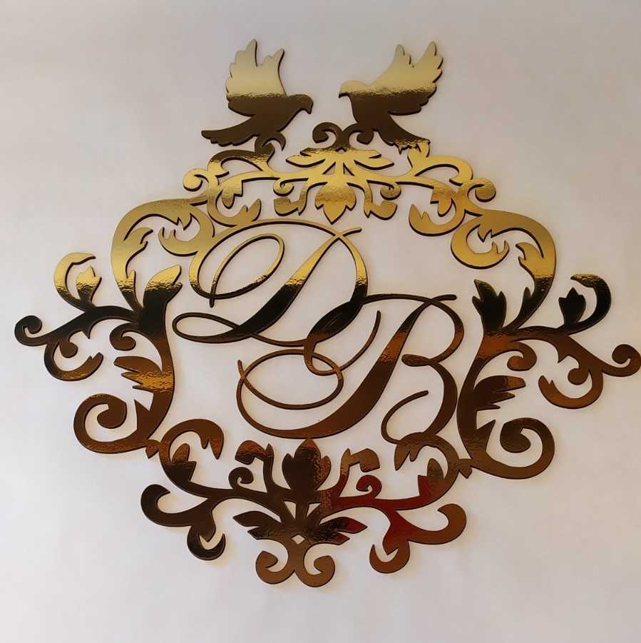 Дзеркальні весільні герби, монограми, ініціали молодят - Фото 8