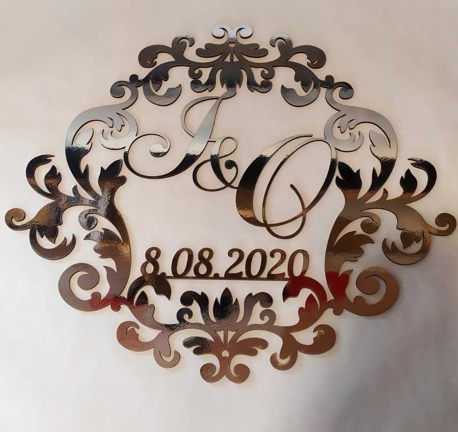 Дзеркальні весільні герби, монограми, ініціали молодят - Фото 10