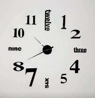 3D TIME самоклейкий настінний годинник. Різні розміри та кольори - Фото 1