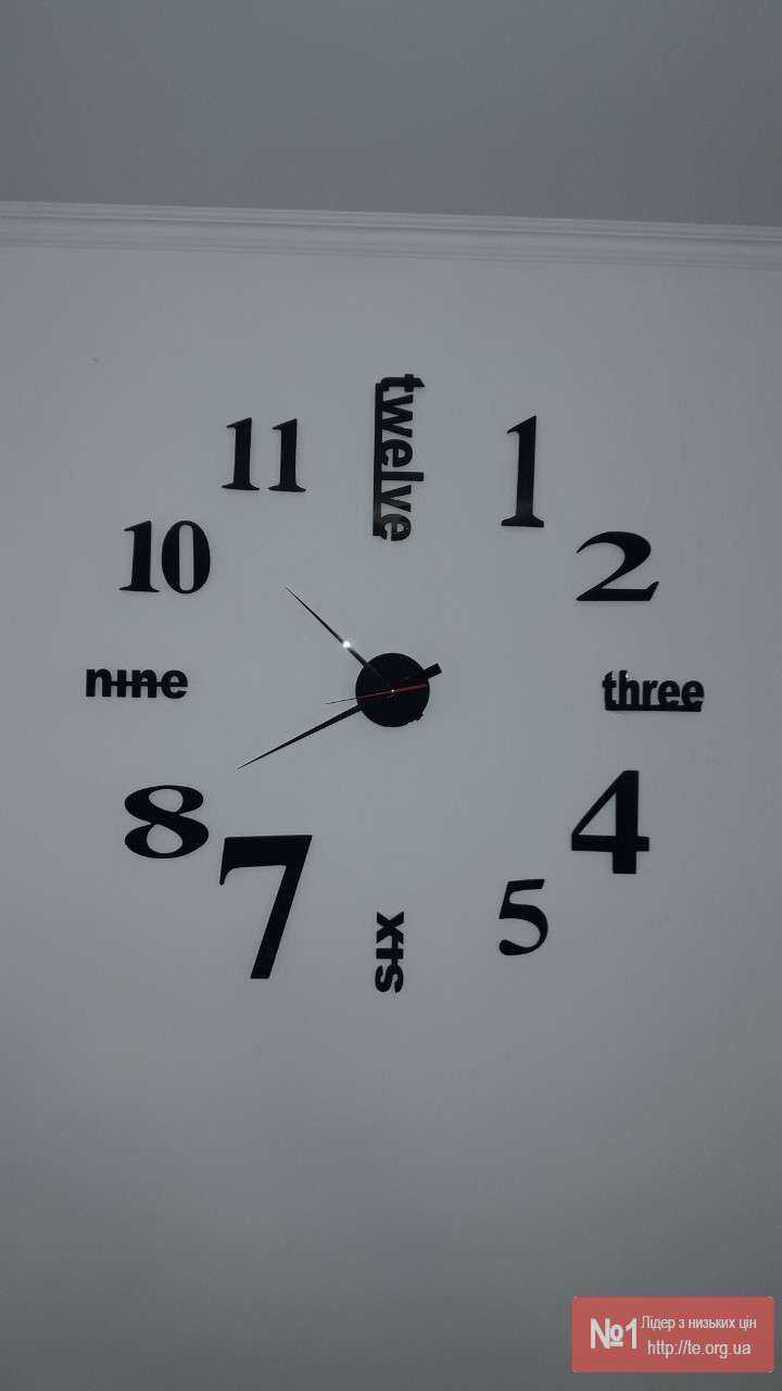 3D TIME самоклейкий настінний годинник. Різні розміри та кольори - Фото 5