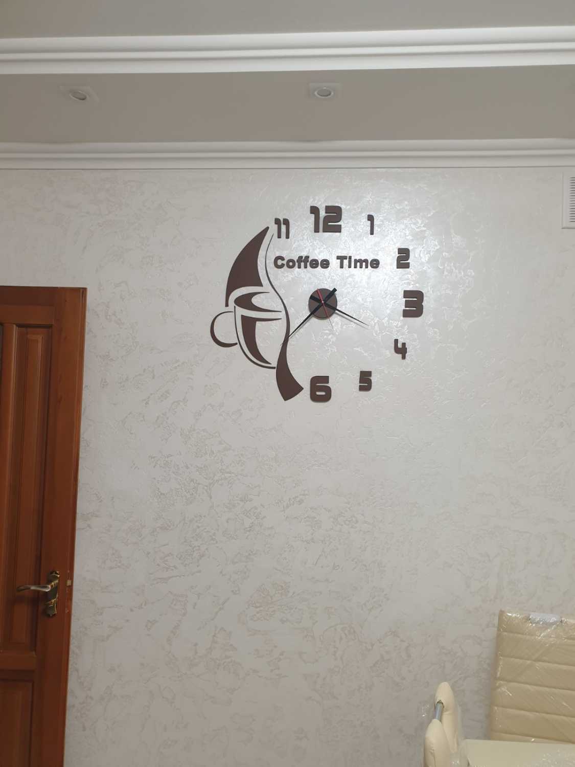 3D годинник для кухні Coffe Time - дзеркальні та матові кольори. Різні розміри - Фото 4