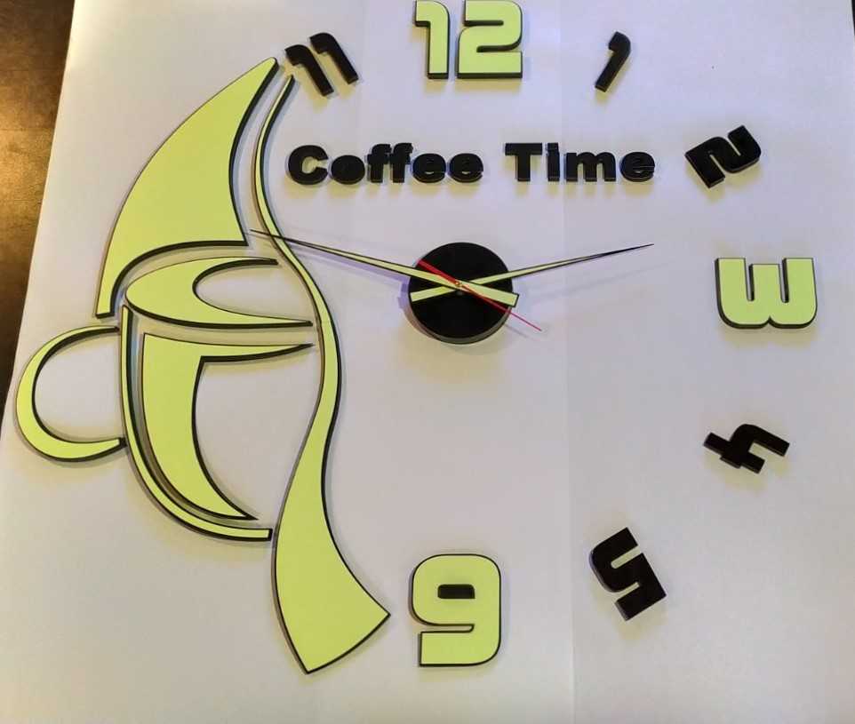 3D годинник для кухні Coffe Time - дзеркальні та матові кольори. Різні розміри - Фото 5