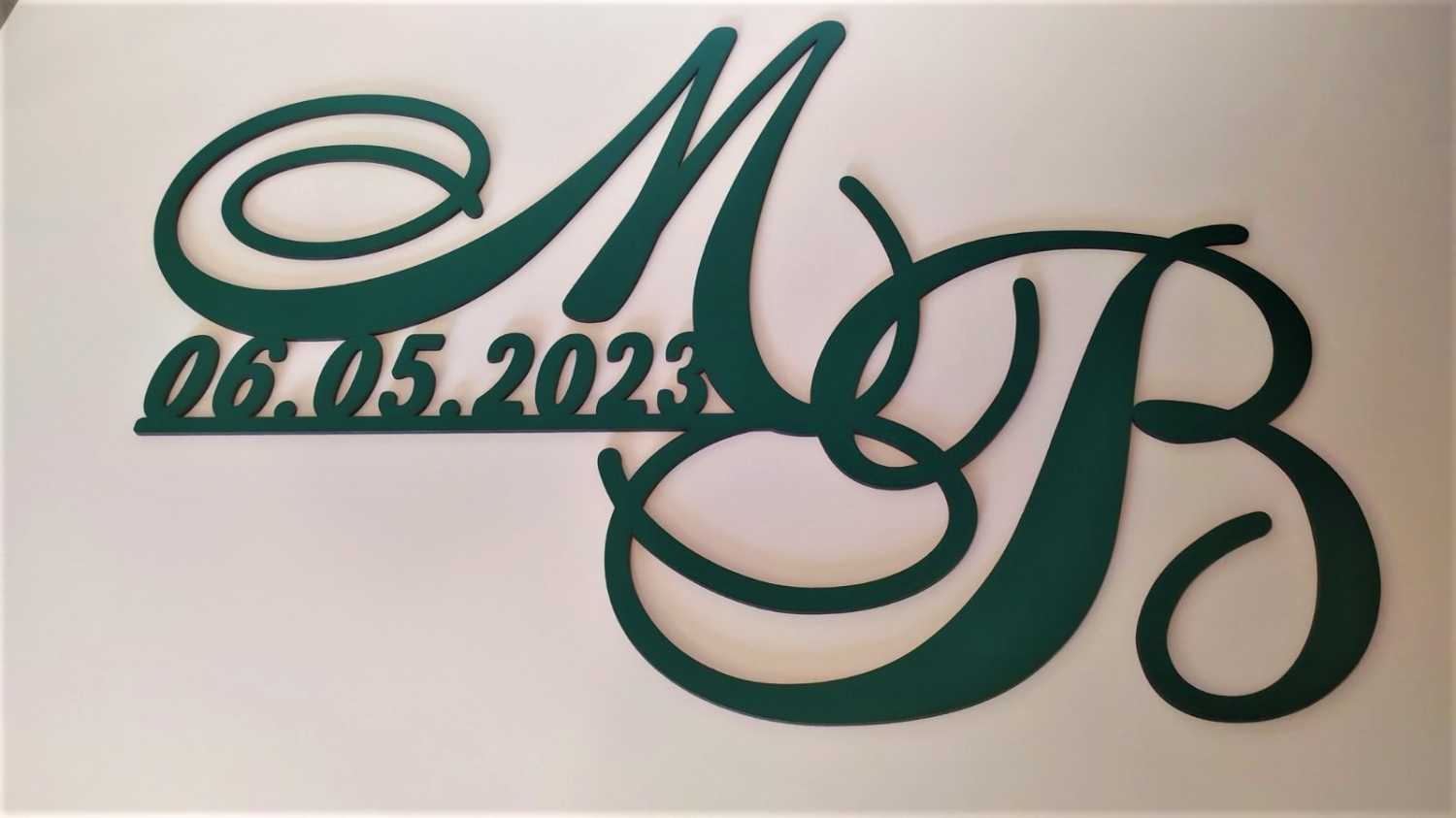 Монограма, весільний герб з ініціалами молодят та голубами - Фото 5