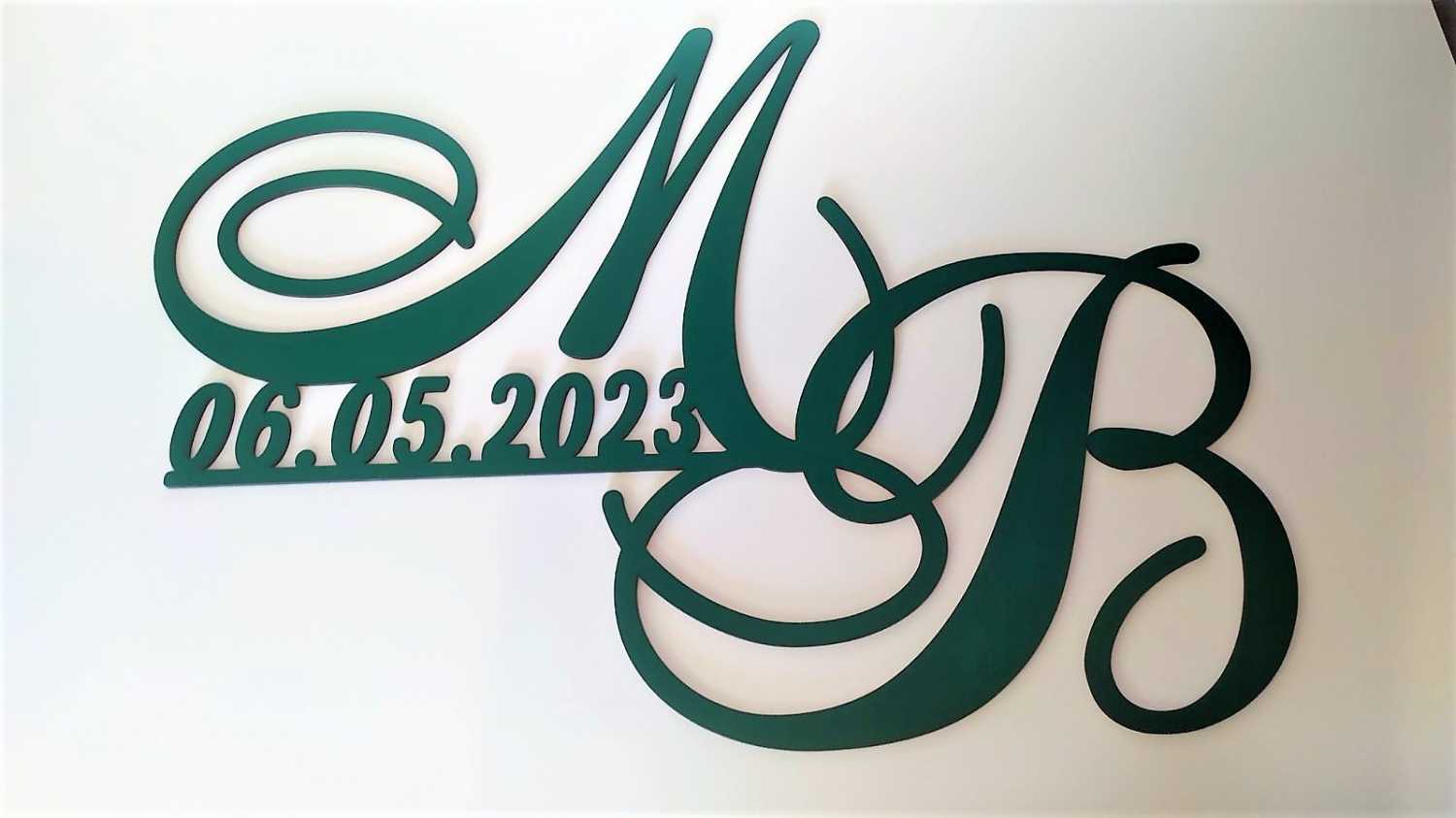 Монограма, весільний герб з ініціалами молодят та голубами - Фото 6