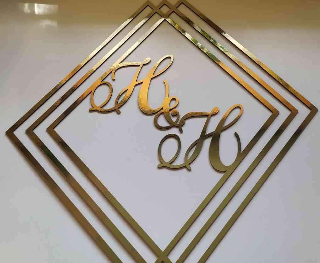 Весільна монограма з ініціалами молодих - великий розмір, дзеркальні та матові кольори - Фото 2