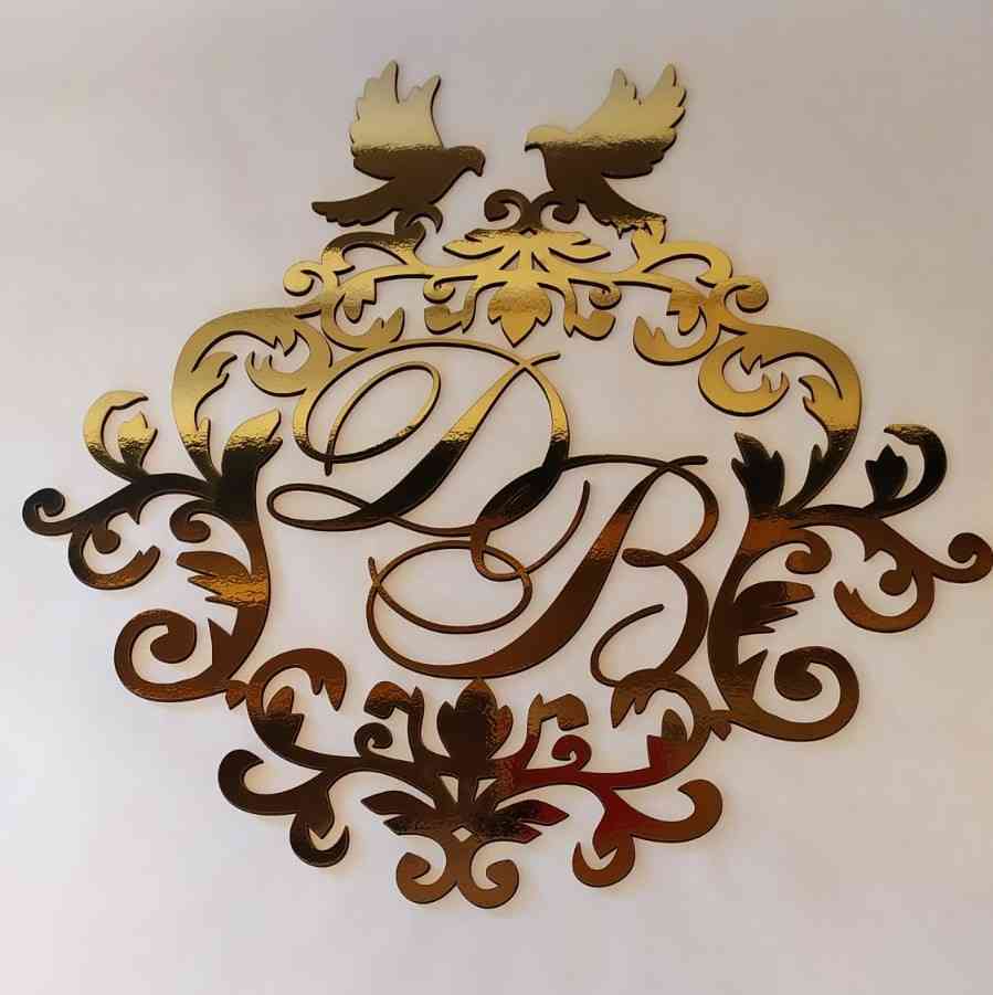 Монограма з ініціалами та голубами на весілля - Фото 3