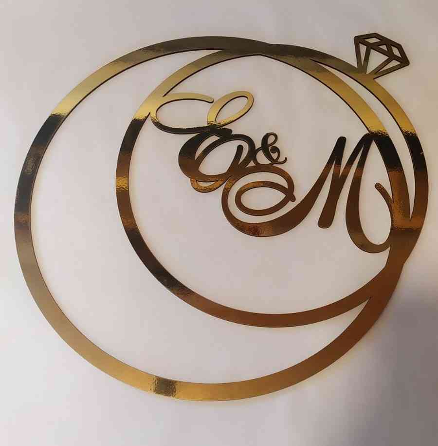 Обручки з ініціалами молодят - монограма на весілля, сімейний герб - Фото 1