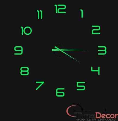 3D настінний годинник, який світиться у темряві з люмінесцентним покритям - Фото 1