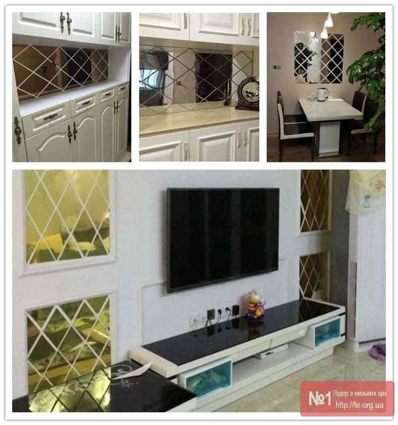 Пластикові дзеркальні елементи, дзеркальна плитка для декору - Фото 2