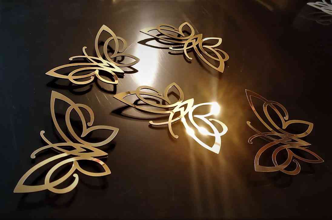 Метелики з дзеркального пластику - комплект 5шт. - Фото 1