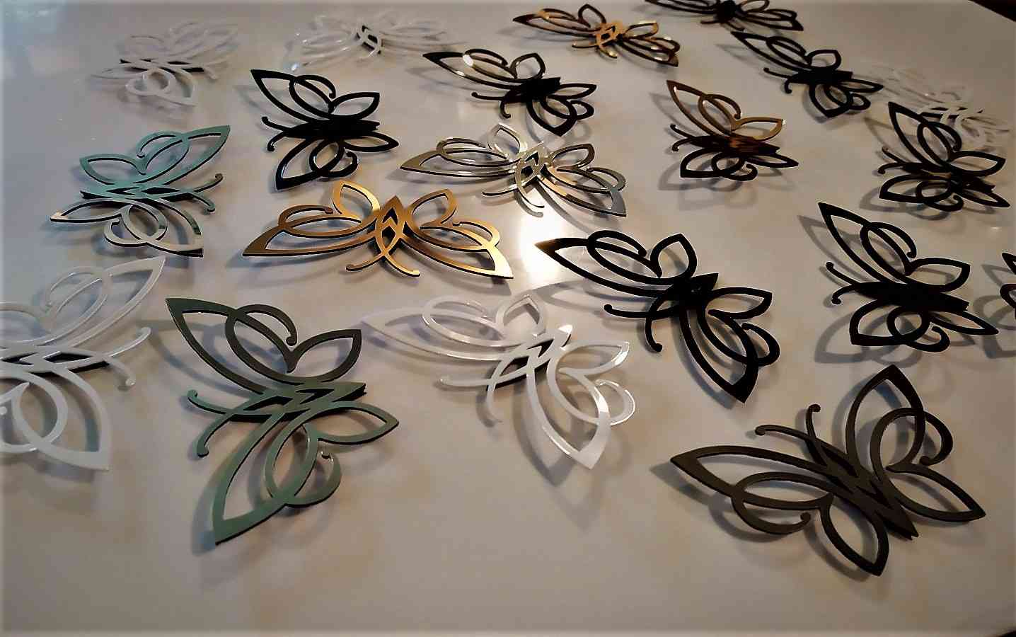 Метелики з дзеркального пластику - комплект 5шт. - Фото 2